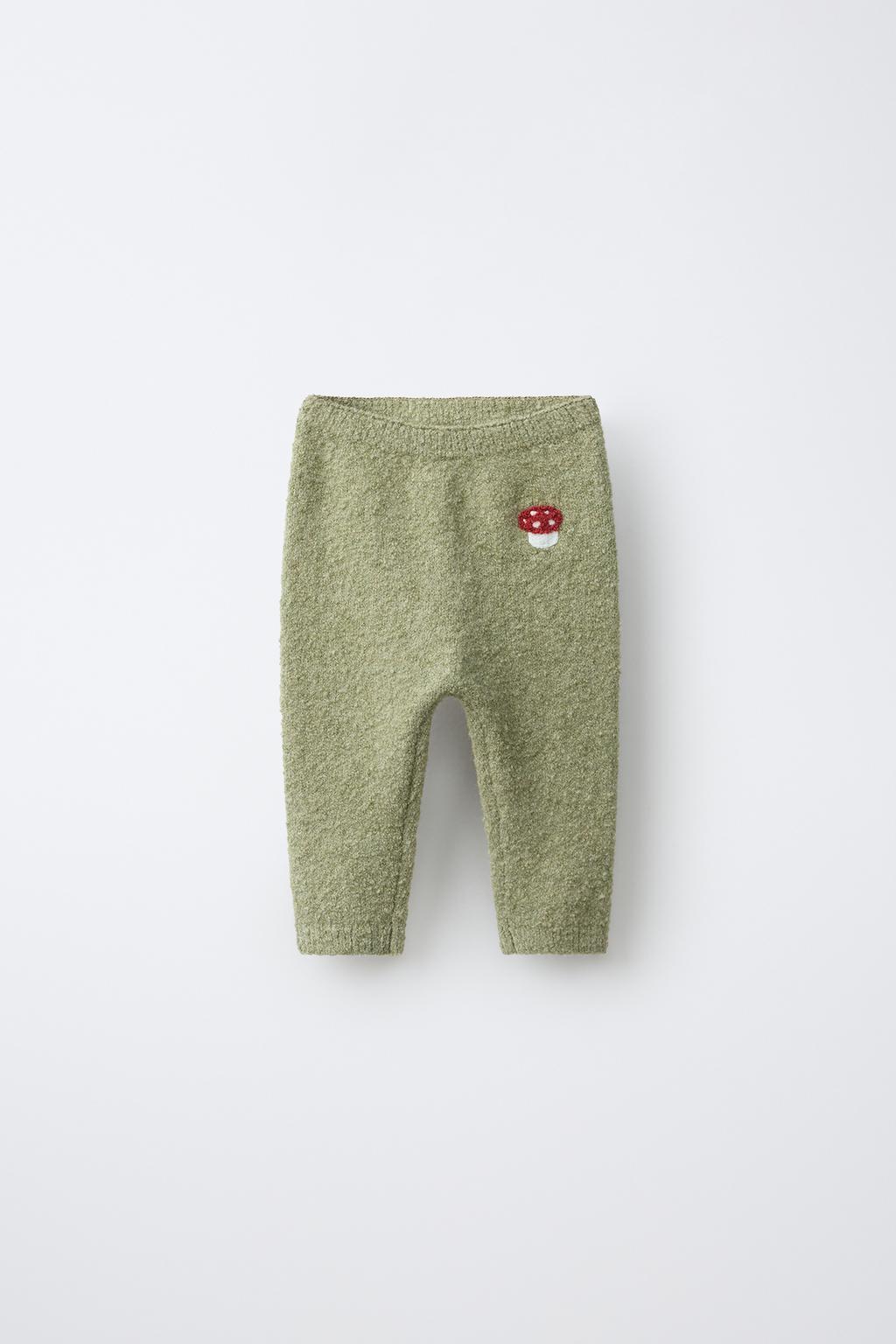 EMBROIDERED MUSHROOM KNIT PANTS 1- 3 Months