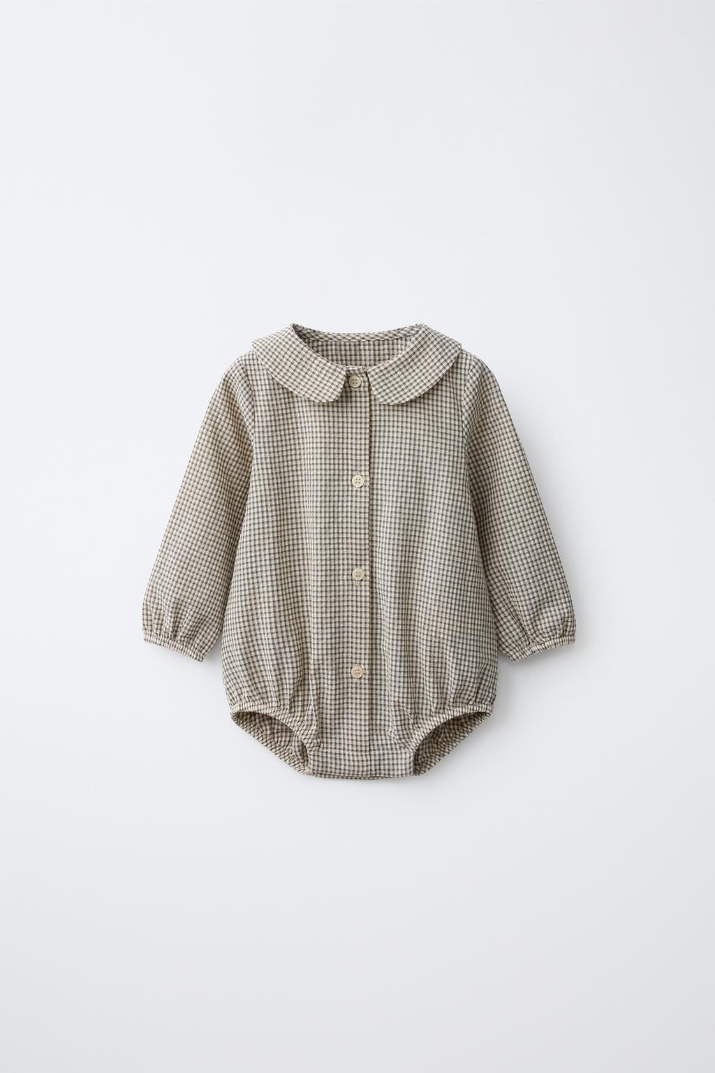 GINGHAM CHECK PRINT BODYSUIT - 3- 6 Months