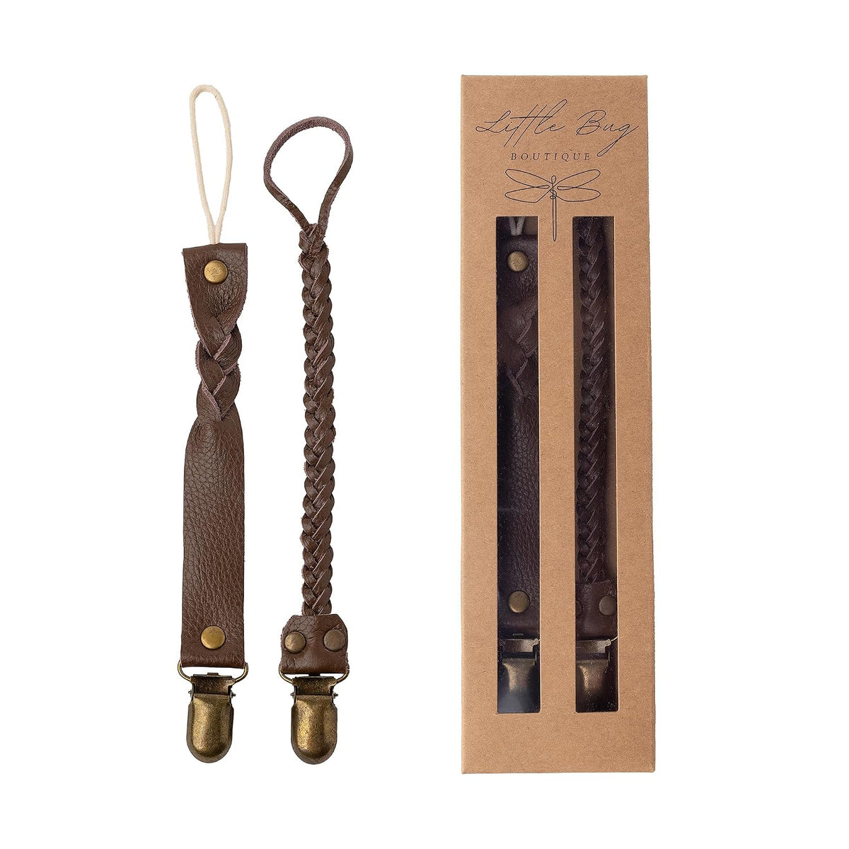 Mocha Brown Pacifier Clips – 2-Pack