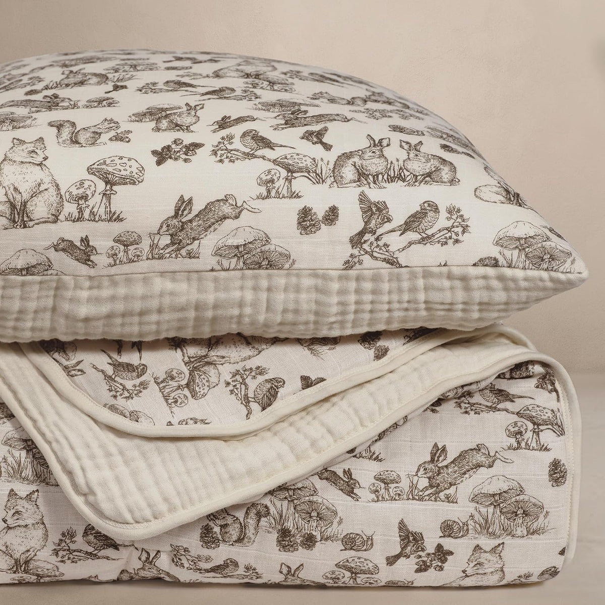 Woodland Animals Organic Cotton Crib Quilt & Sham Set