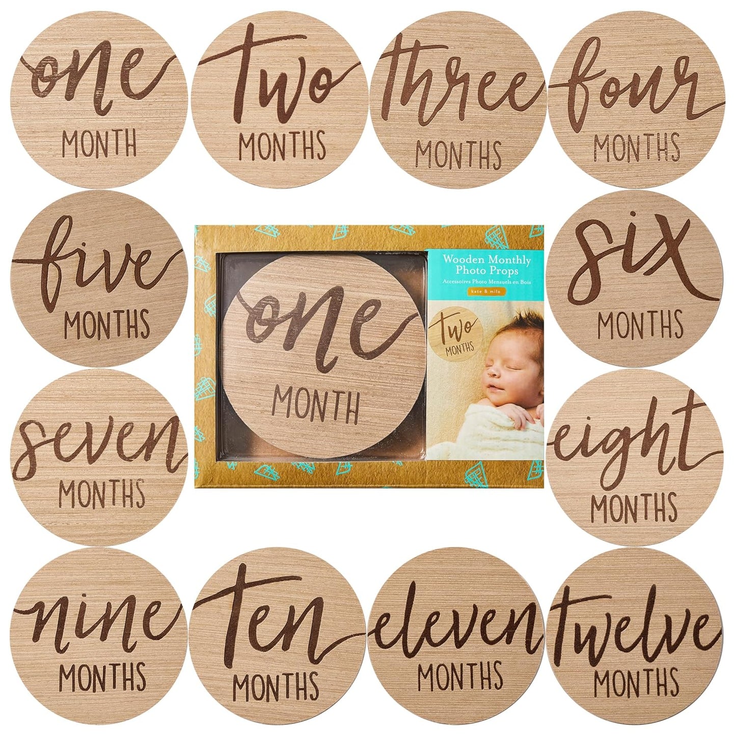 Wooden Baby Monthly Milestone Discs