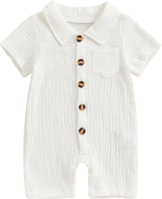 Honganda Baby Boy Summer Cotton Linen Romper