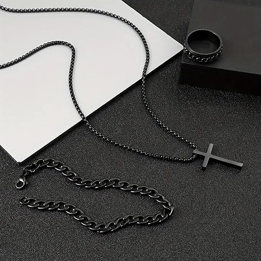 Men's 3-Piece Cross Jewelry Set