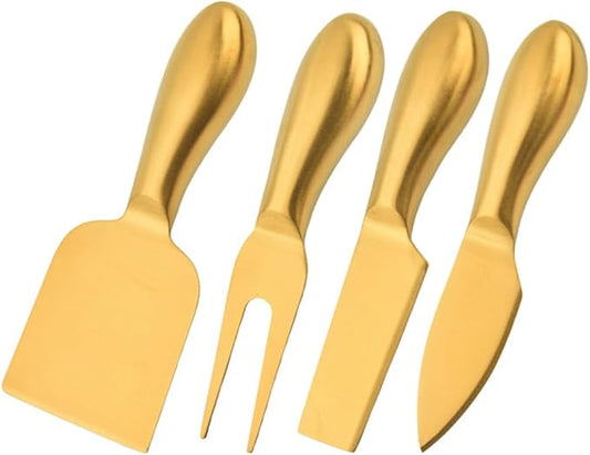 4 Pcs Gold Cheese Knife Set Stainless Steel