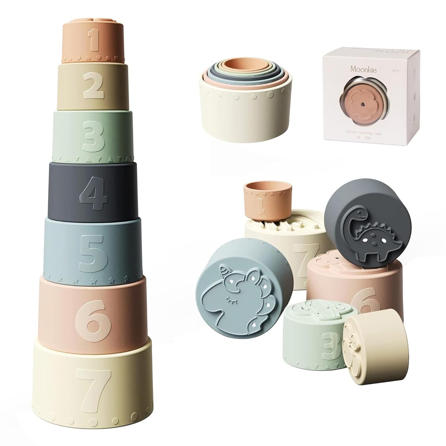 Moonkie Silicone Stacking Cups Toy Set