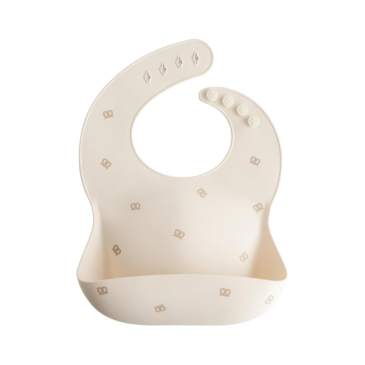 Adjustable Silicone Baby Bib – Pretzel Print