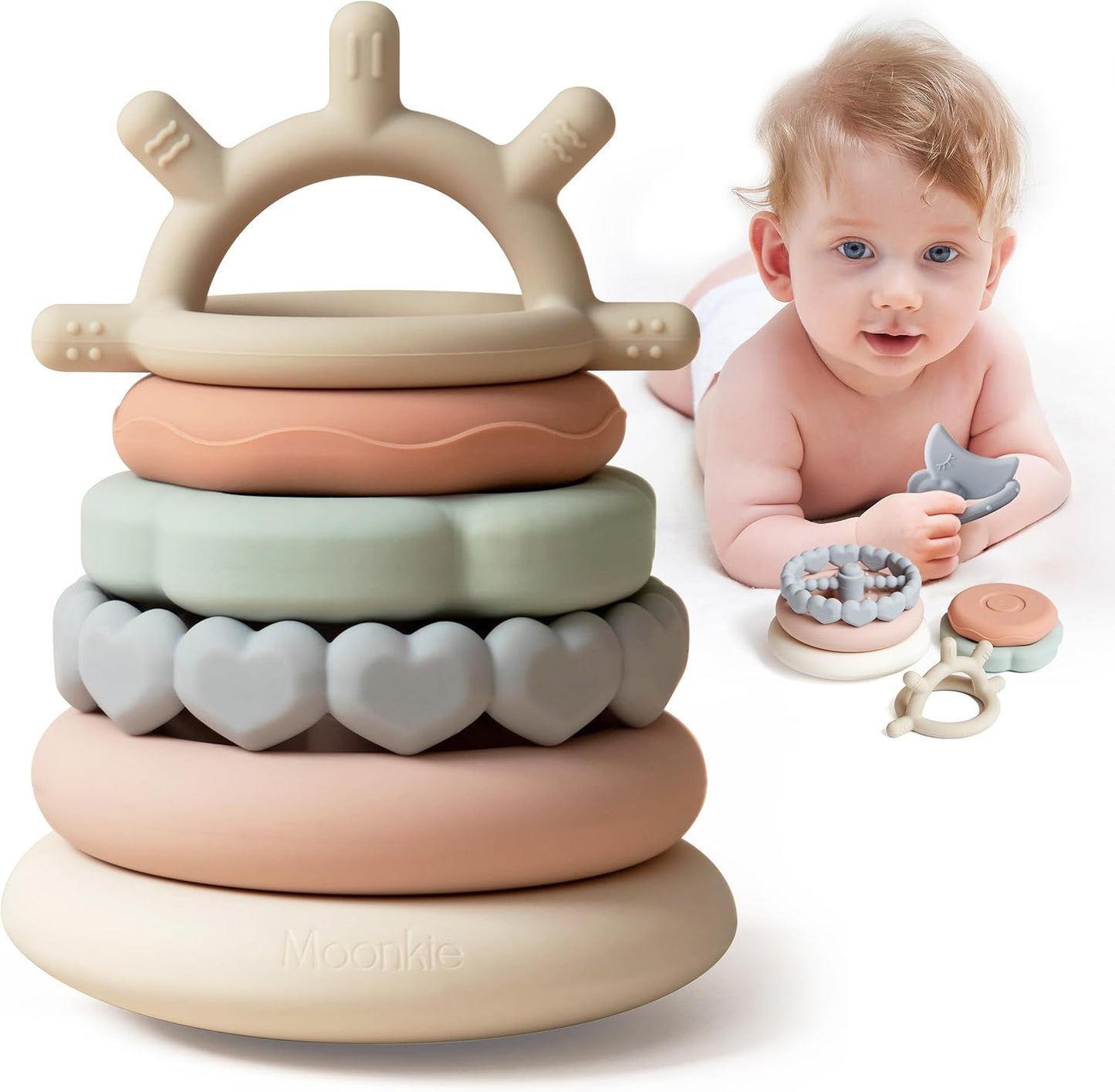 Moonkie Soft Stacking Rings & Teething Toy Set
