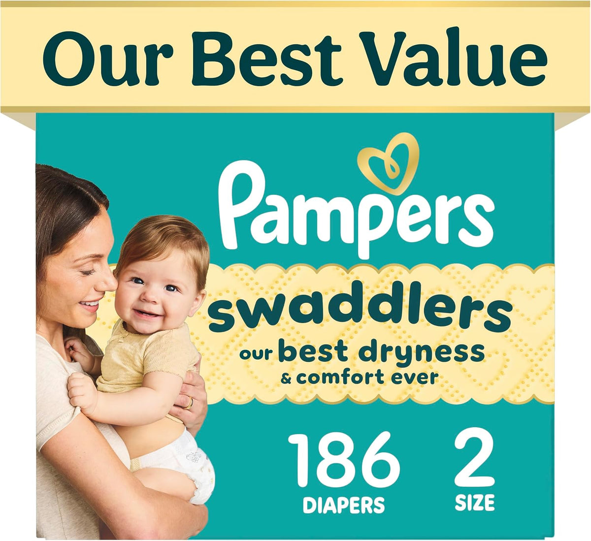 Fragrance-Free Baby Diapers, Size 2 – 186 Count