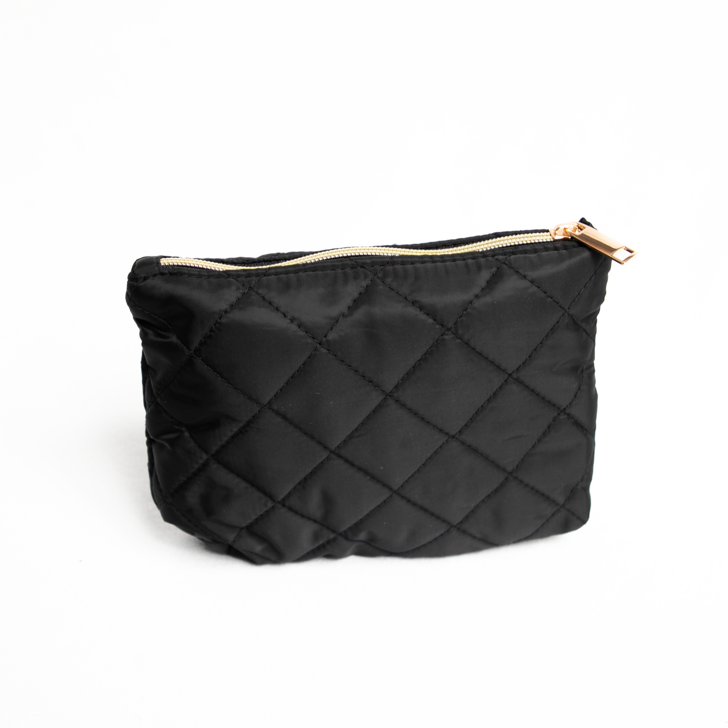 Clear Cosmetic Travel Case with 2 Diamond-Quilted Bags and Pouch - Black