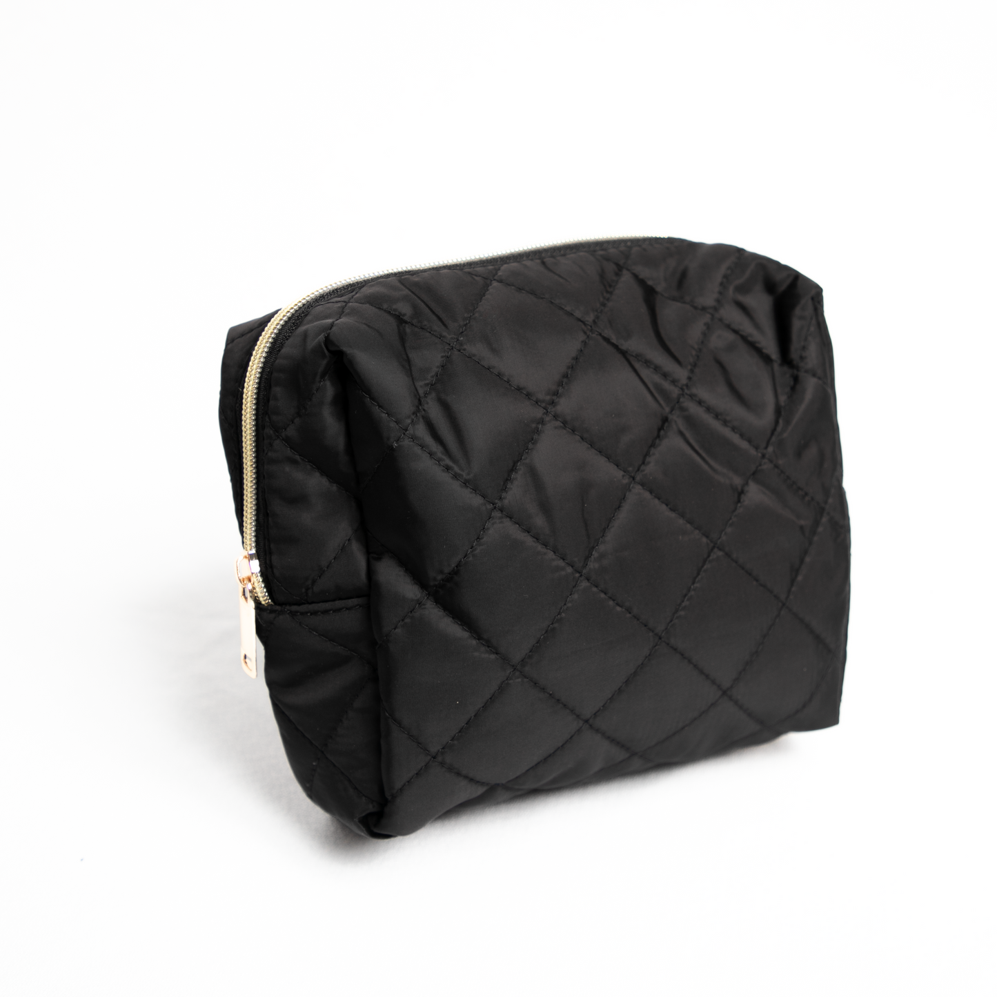 Clear Cosmetic Travel Case with 2 Diamond-Quilted Bags and Pouch - Black