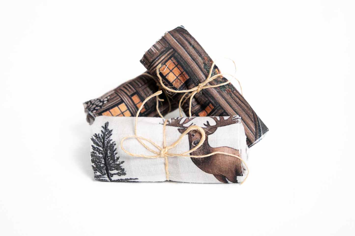 Dish Towel Log Cabin & Elk