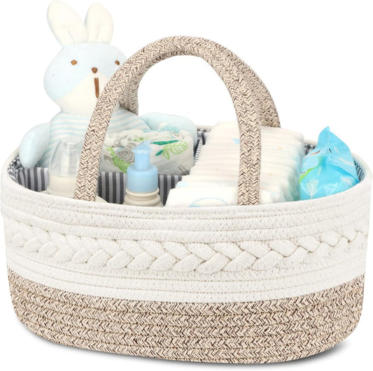 Cotton Rope Baby Diaper Caddy Organizer