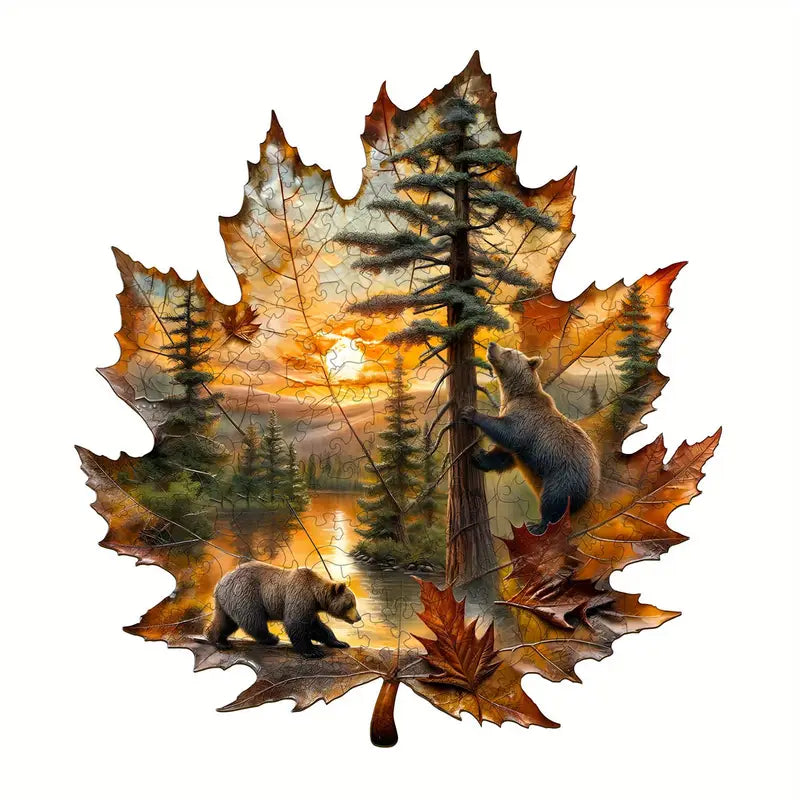 Brown Bear Autumn Wooden Puzzle