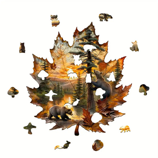 Brown Bear Autumn Wooden Puzzle