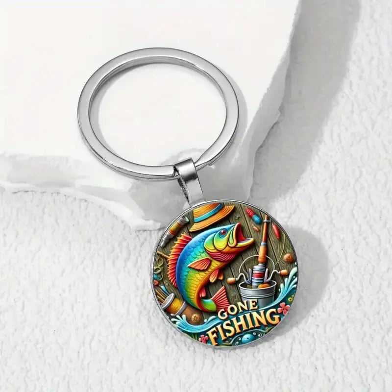 Vibrant "Gone Fishing" Keychain