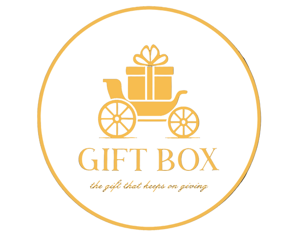 Logo of a gift box with a carriage and bow on a black background