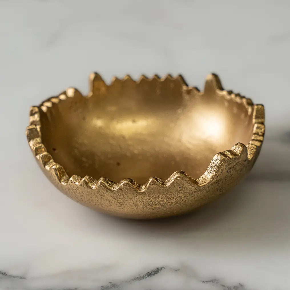 Gold Round Torn Edge Textured Bowl
