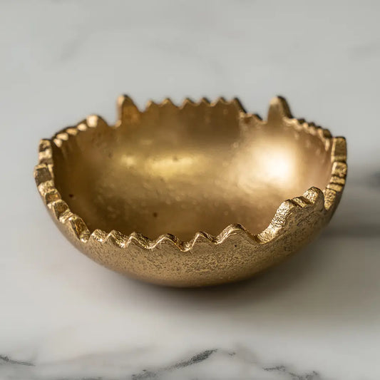 Gold Round Torn Edge Textured Bowl