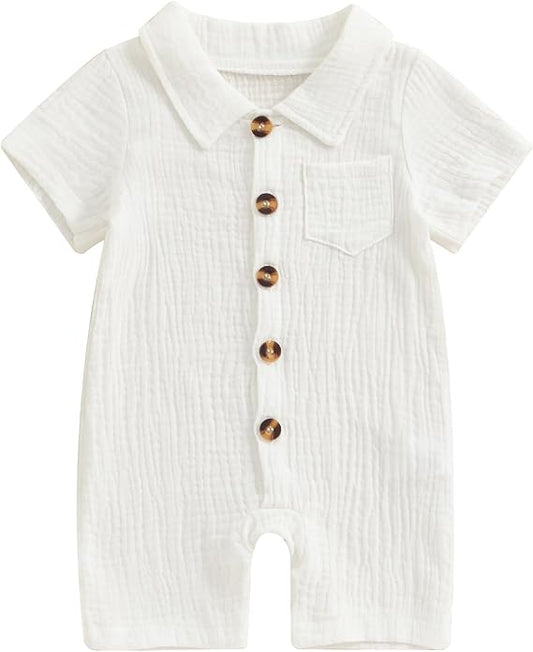Summer Baby Boy Cotton Linen Romper