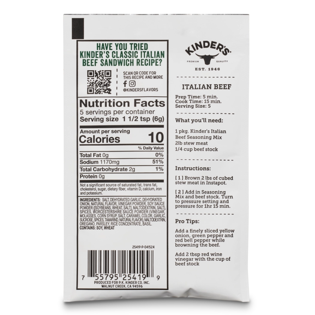 Kinder's  Beef Seasoning Italian Beef