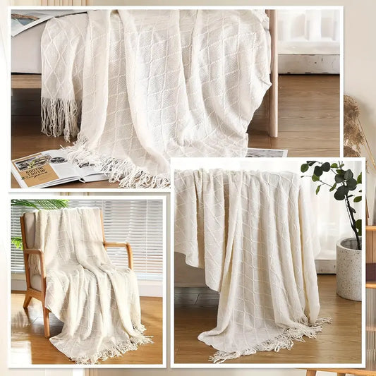 Soft Throw Blanket with Tassel
