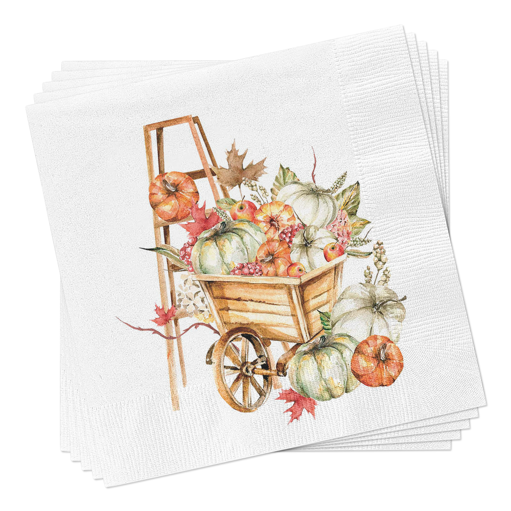Harvest Cart Cocktail Napkins - Fall Cocktail Napkins